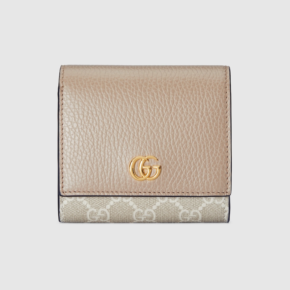 Portafoglio GG Marmont bicolore misura media in Supreme e pelle beige GUCCI Italia