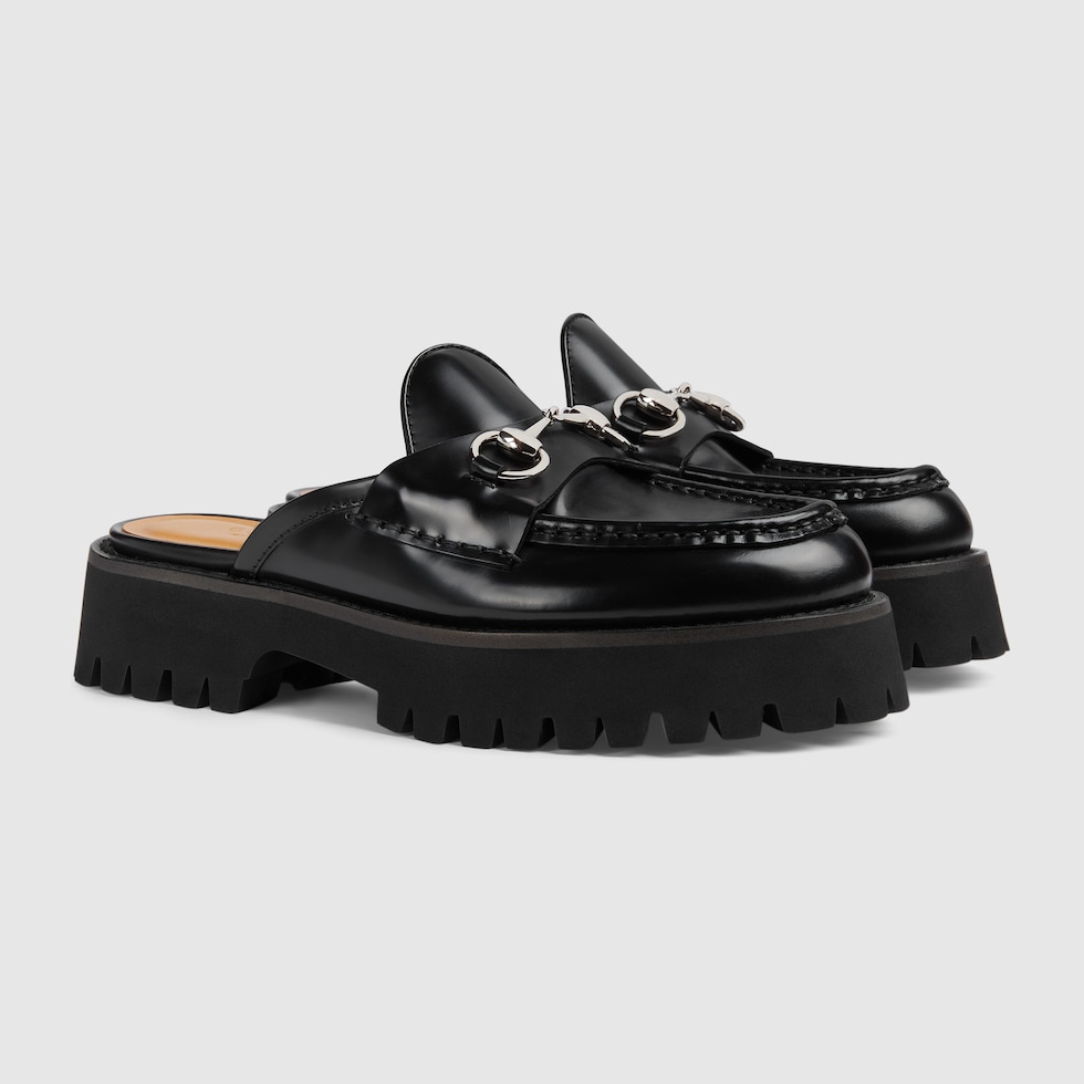 Gucci black leather mules best sale