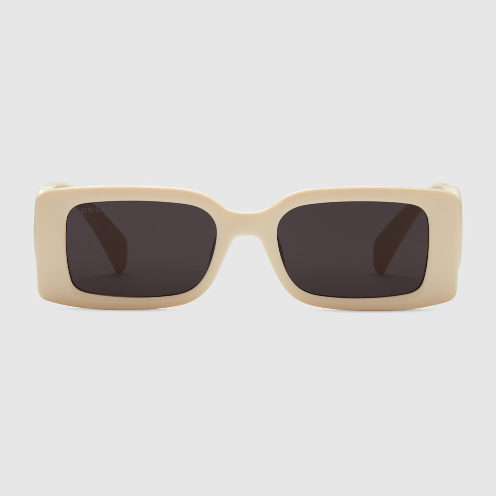 サングラス GUCCI WHITE ACETATE RECTANGULAR SUNGLASSES Gucci Logo Acetate Rectangle Sunglasses | Neiman Marcus