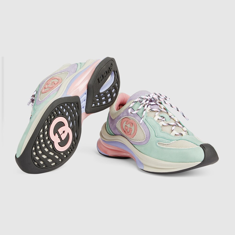 Women's Gucci Run sneaker in turquoise suede GUCCI® 香港
