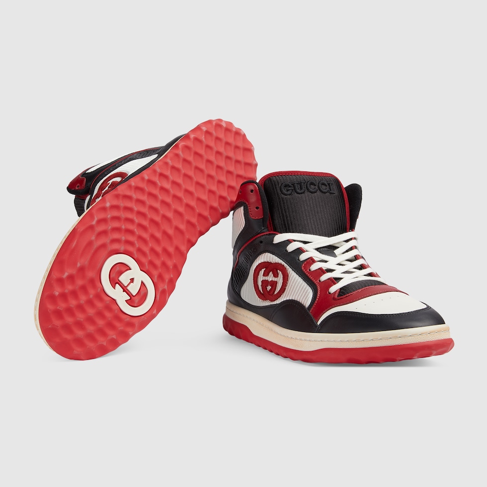 Men's MAC80 high top sneaker in black leather | GUCCI® US