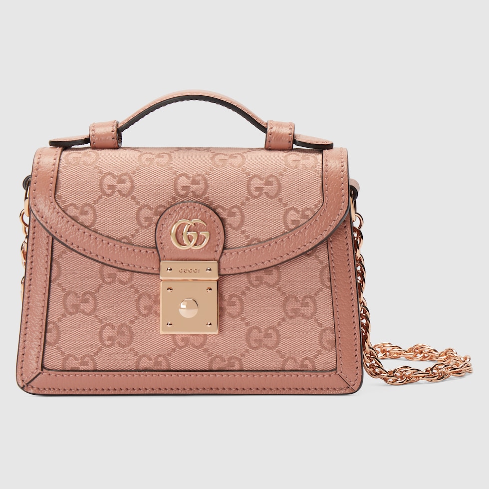Ophidia mini shoulder bag in pink canvas | GUCCI® SG Ophidia mini shoulder bag in pink canvas | GUCCI® SG