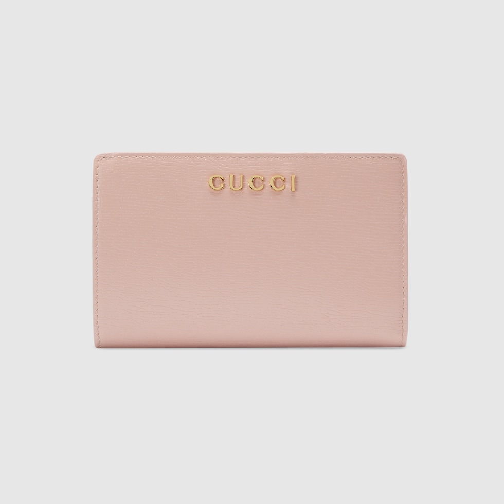 Portafoglio con portacarte e scritta Gucci in pelle rosa GUCCI Italia