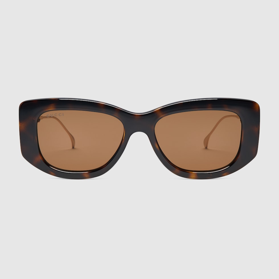 Rectangular frame sunglasses in tortoiseshell | GUCCI® US