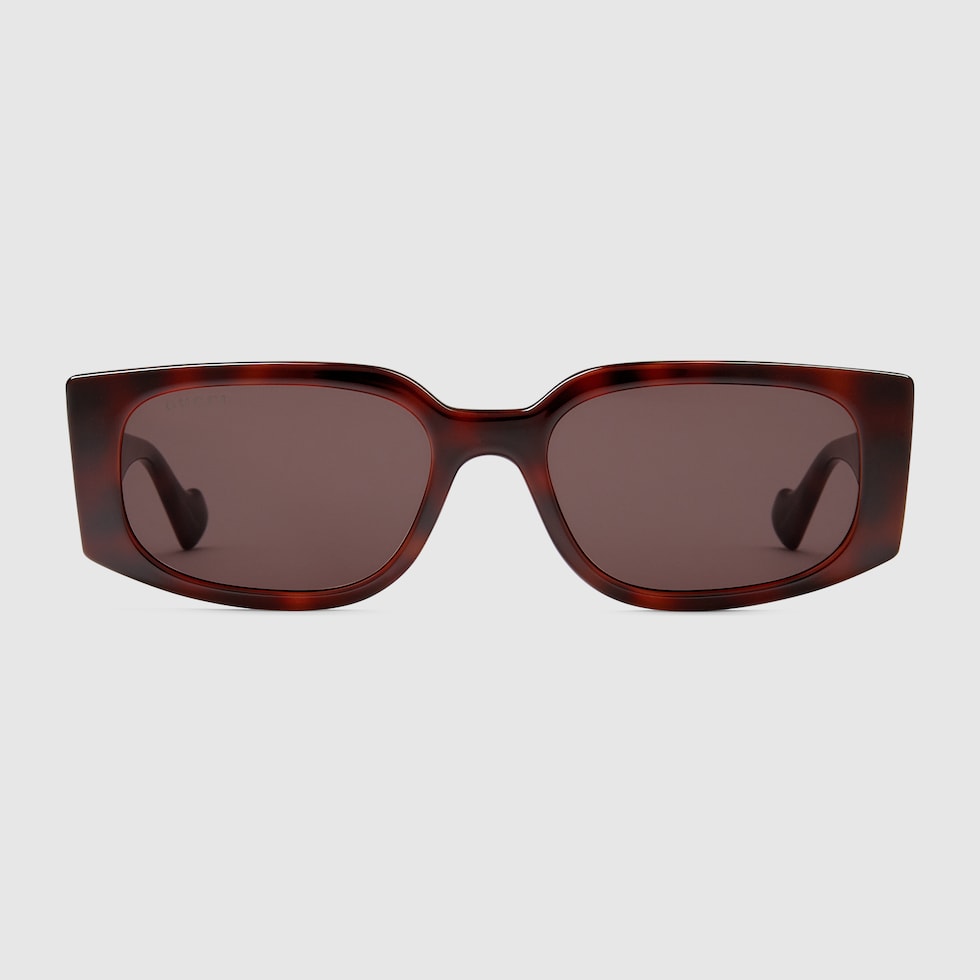 Rectangular-frame sunglases in tortoiseshell injection