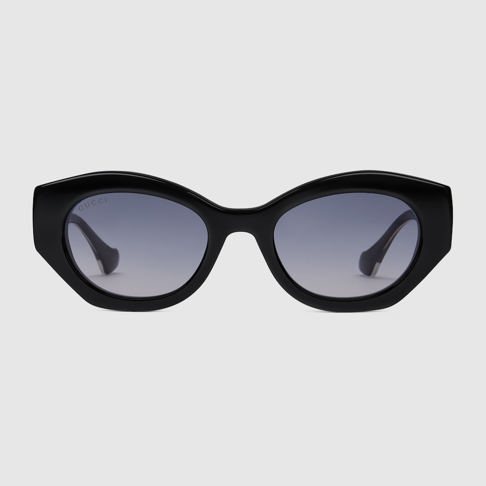 Oval frame sunglasses in black | GUCCI® US