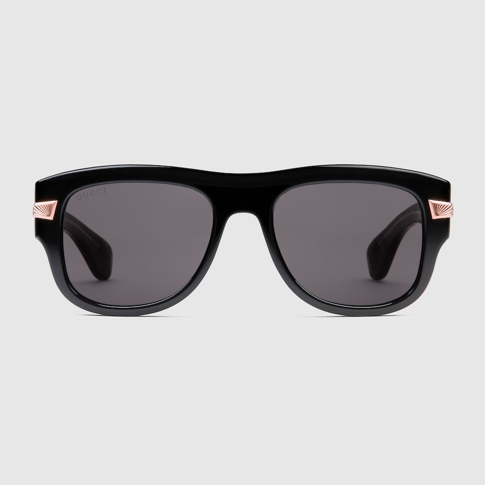 Squared frame sunglasses in black acetate | GUCCI® US