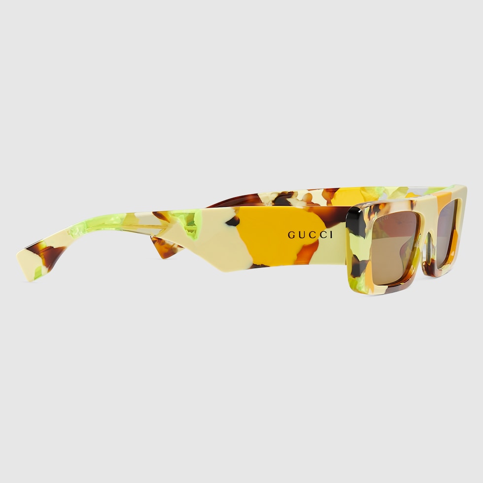 GUCCI EYEWEAR スクエアフレーム トータスシェル アセテート Gucci Eyewear トータスシェル スクエアサングラス | ブラウン