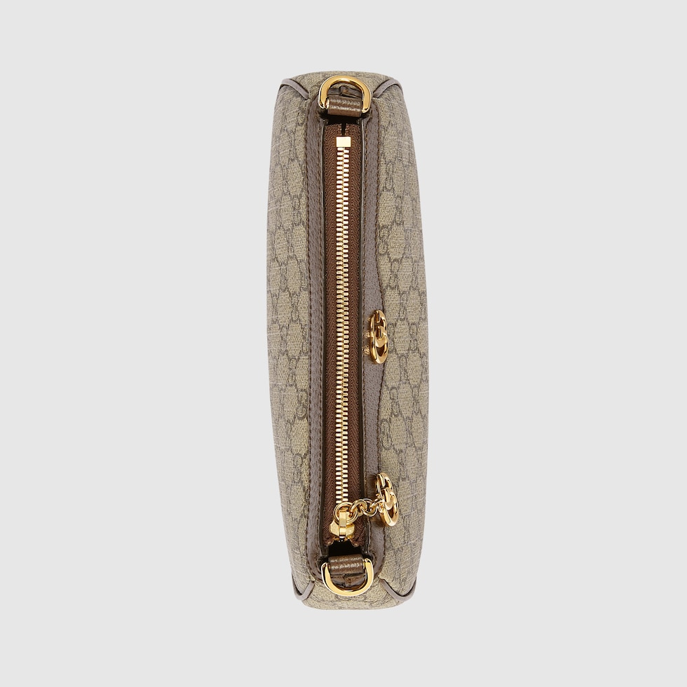 Ophidia small shoulder bag in beige and dark brown GG