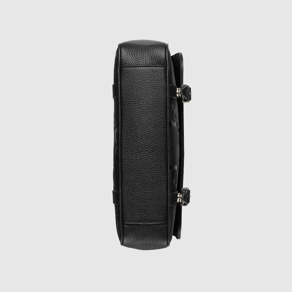 Medium messenger bag in black leather | GUCCI® US 
