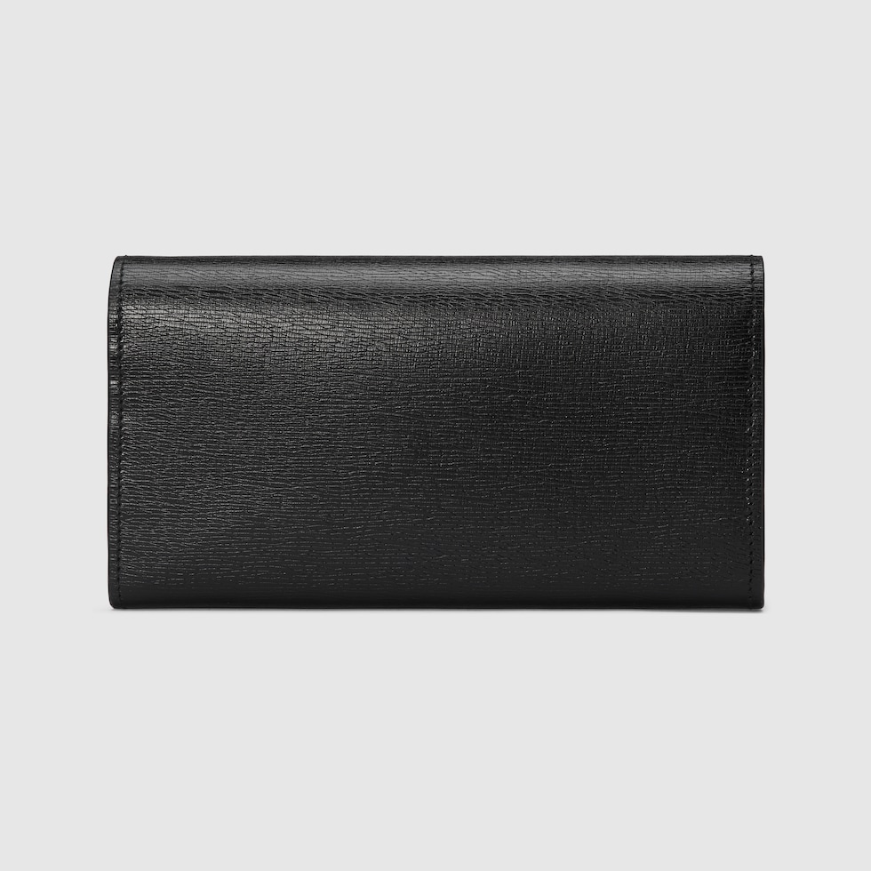 Continental wallet with Gucci script in black leather | GUCCI® MX