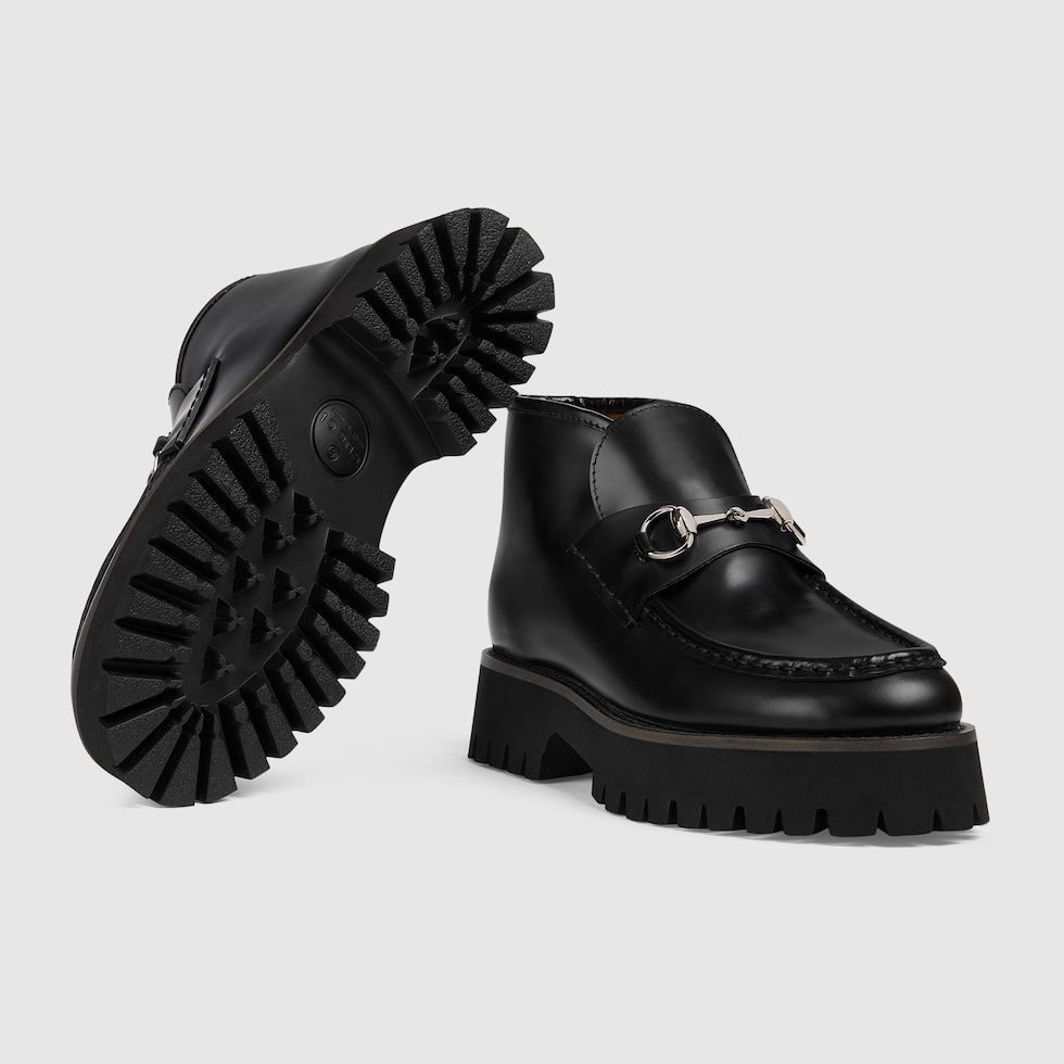 Gucci leather ankle boot with belt store