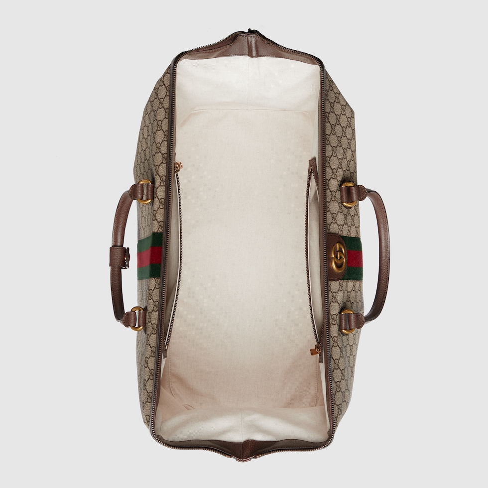 GG duffle bag in beige and ebony Supreme | GUCCI® Canada