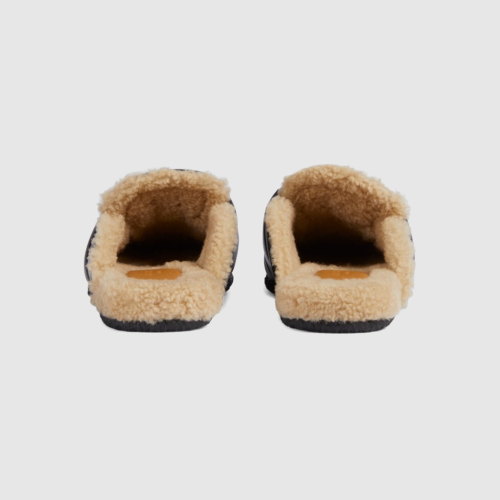Sabot donna con Morsetto in pelle nera GUCCI Italia