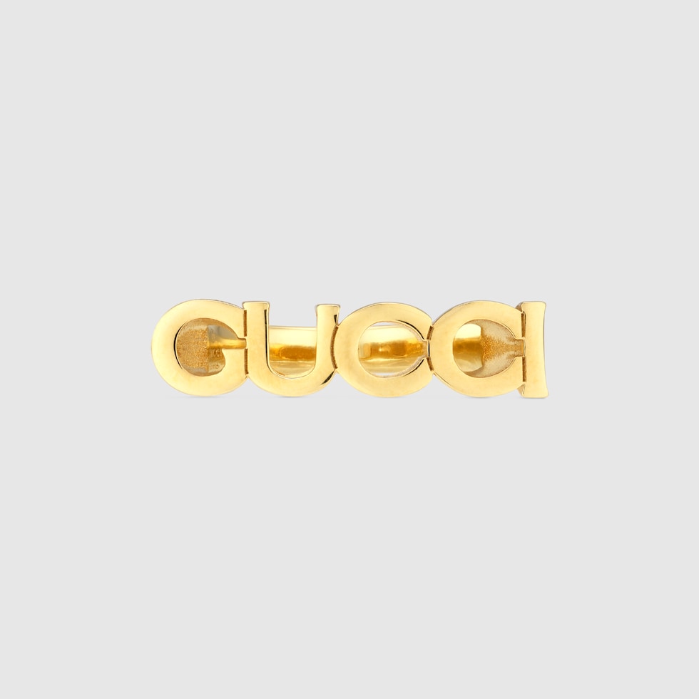 GUCCI” ロゴ リング ゴールドトーン | GUCCI公式
