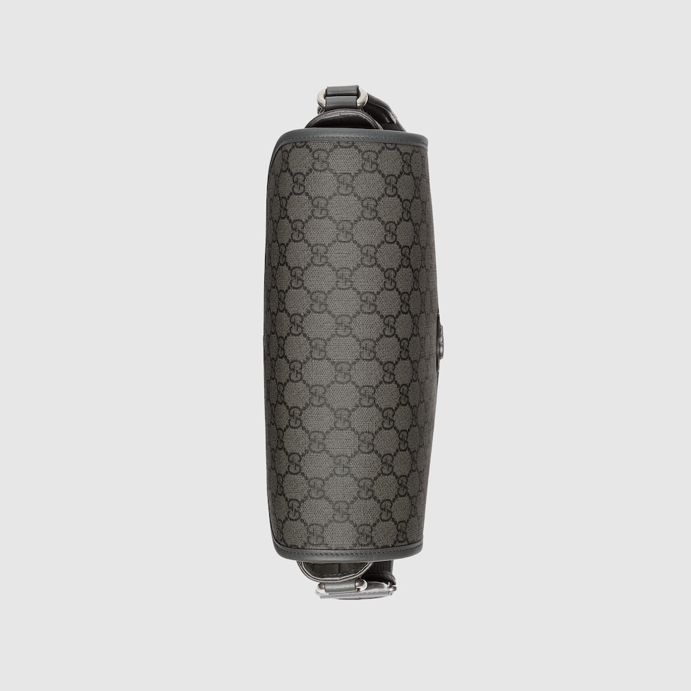 Ophidia medium messenger bag in grey and black GG Supreme