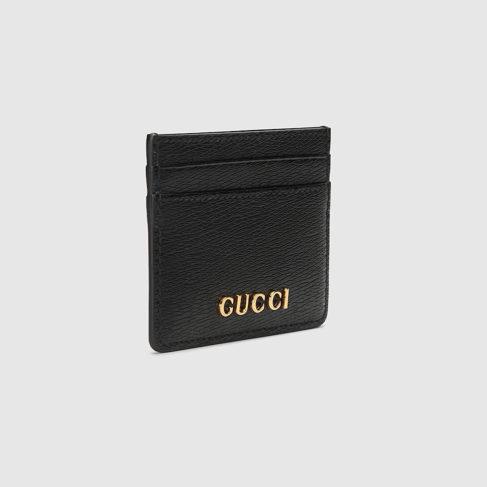 Card case with Gucci script in black leather | GUCCI® US