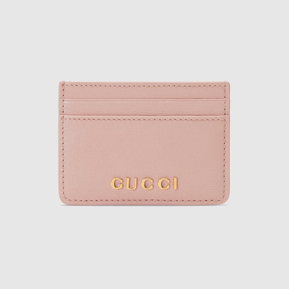 Card case with Gucci script in light pink leather | GUCCI® US