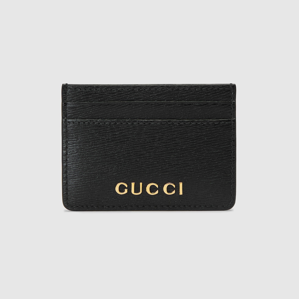 Card case with Gucci script in black leather | GUCCI® US