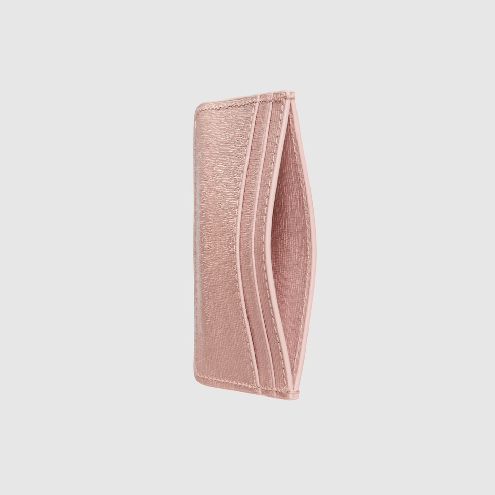 Card case with Gucci script in light pink leather | GUCCI® US