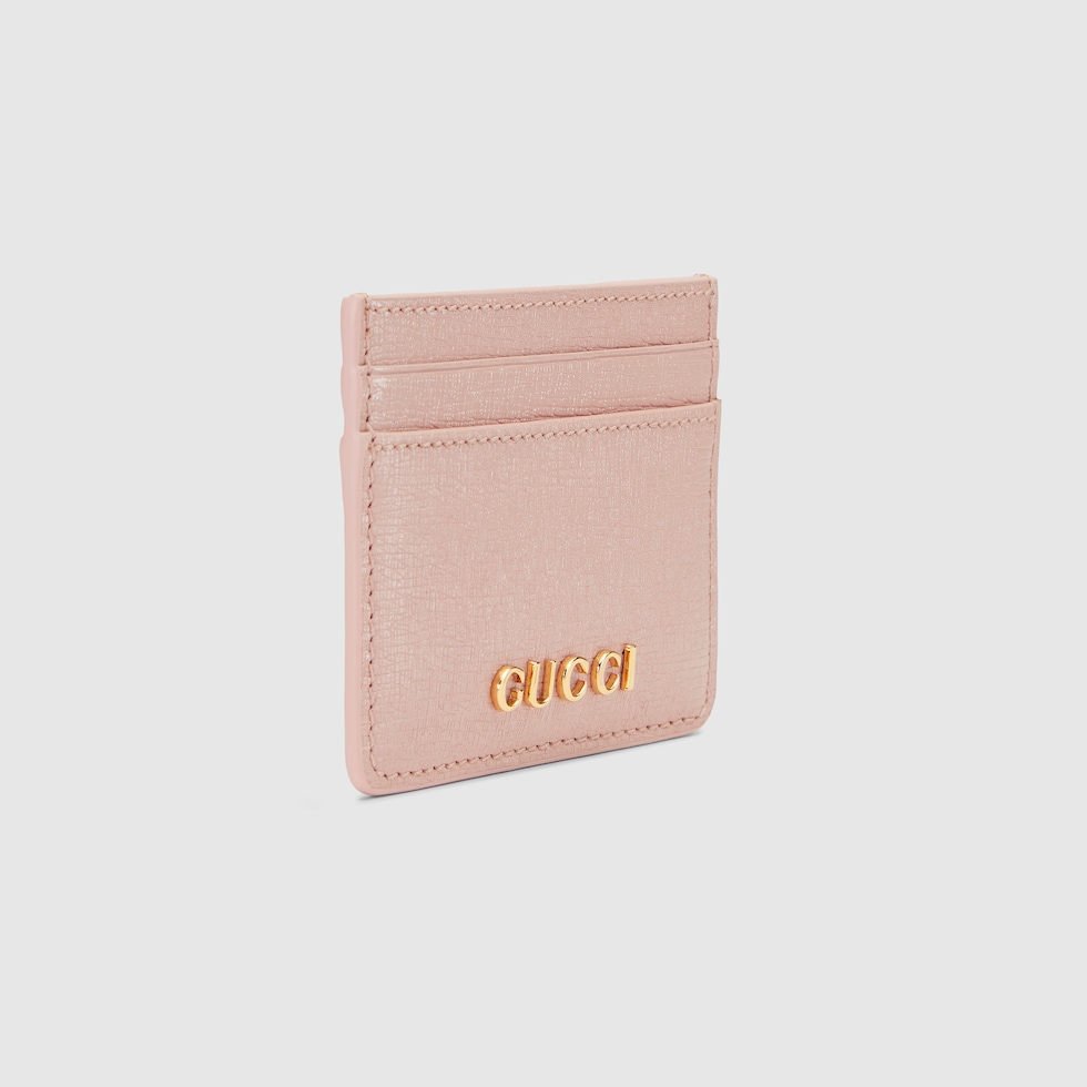 Card case with Gucci script in light pink leather | GUCCI® US