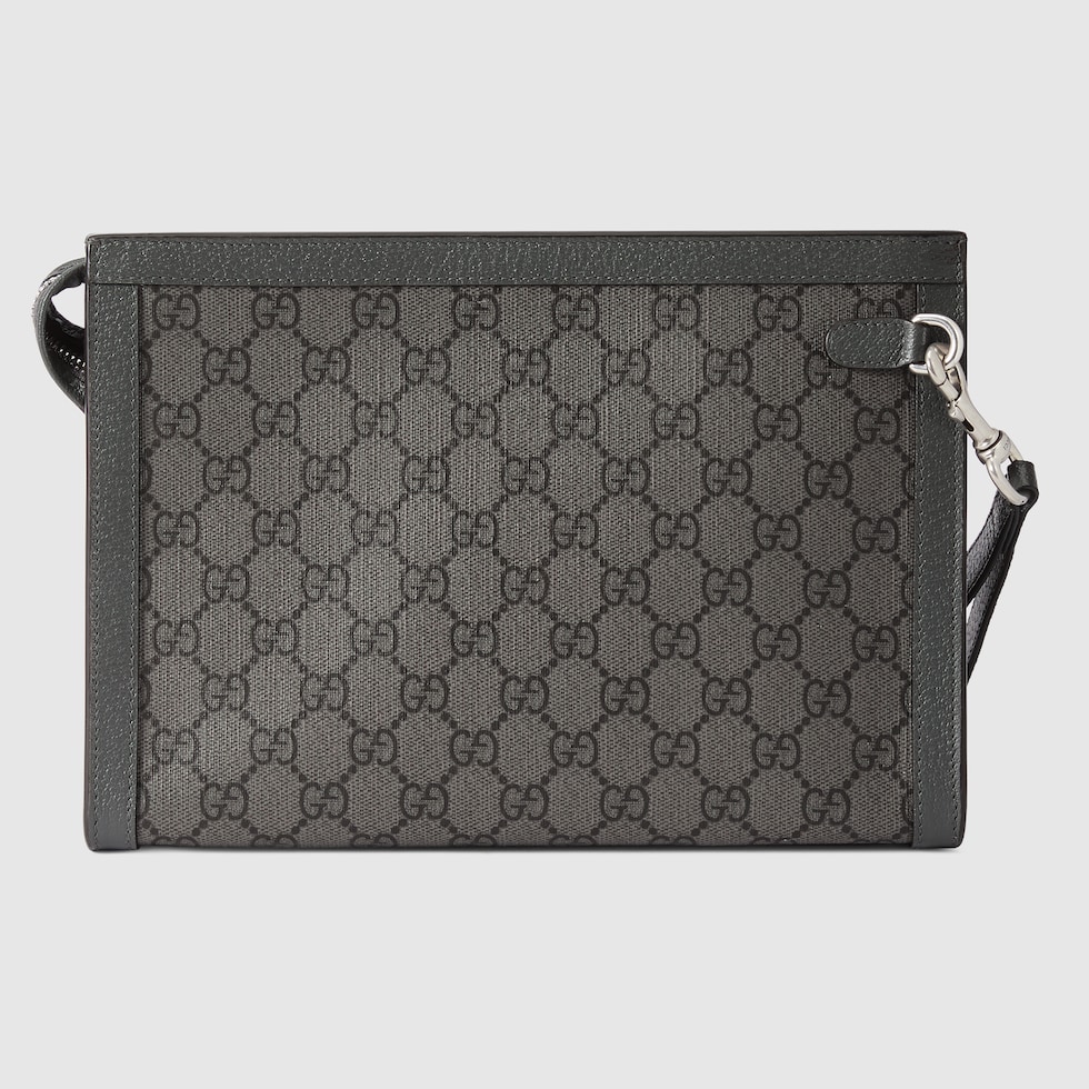 GUCCI グレー キャンバスポーチ オフィディア〕スモール ポーチグレー＆ブラック スプリーム