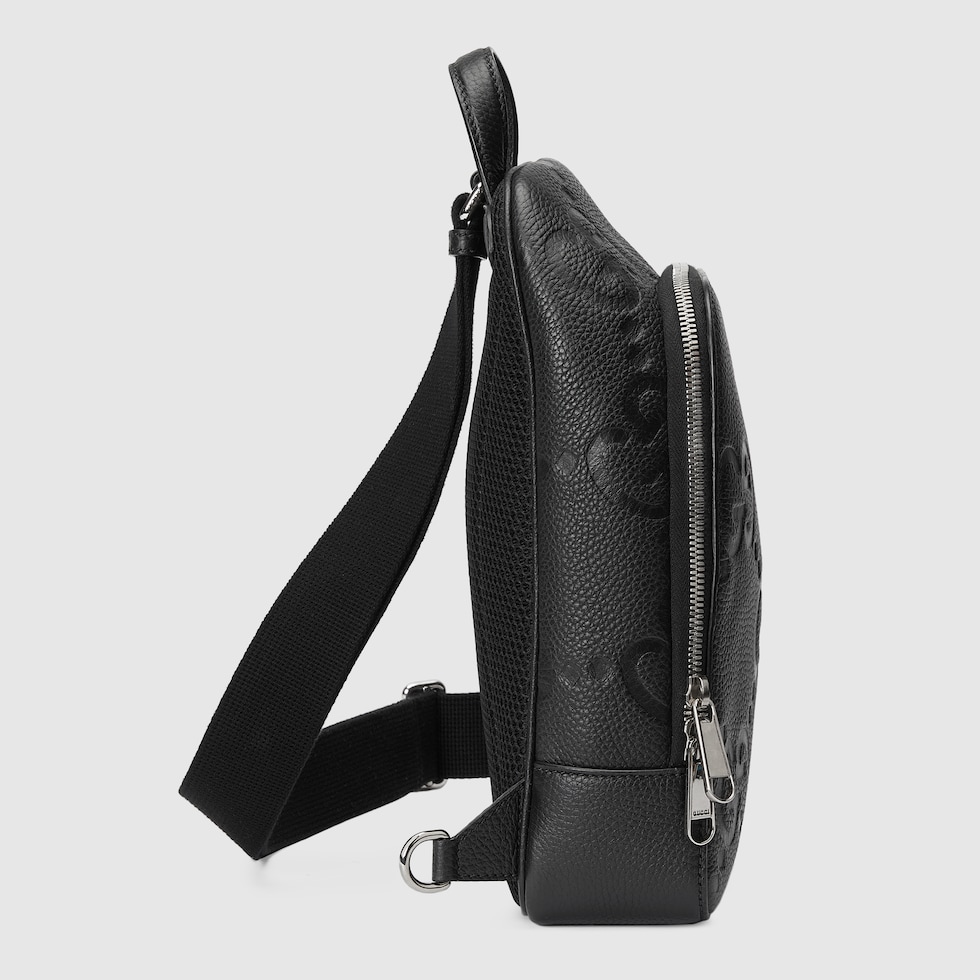 GG jumbo small slingbag in black leather | GUCCI® US
