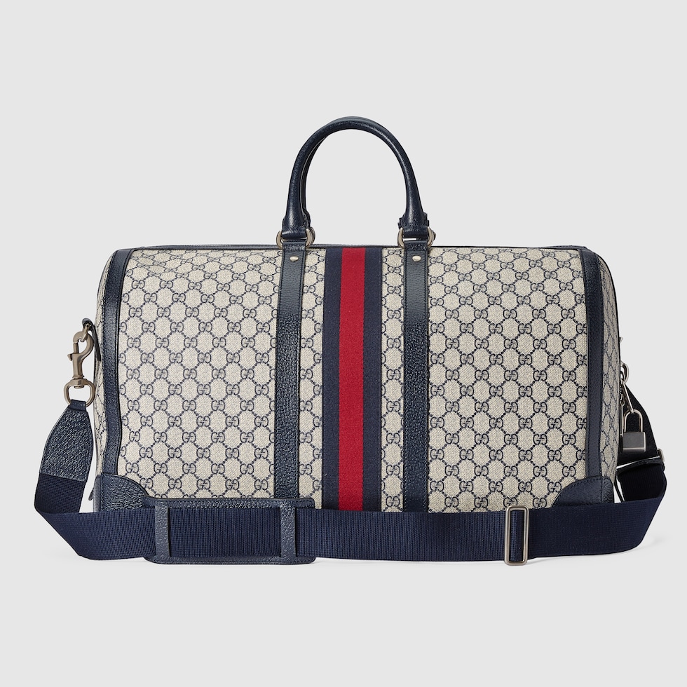 Gucci Savoy〕ラージ ダッフルバッグ ・ベージュ＆ブルー GG