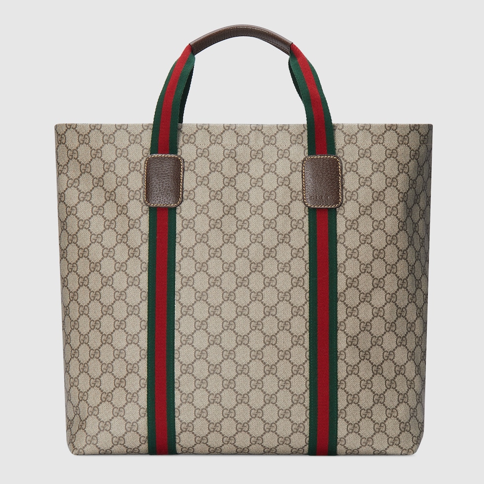 MittelgroBer Shopper aus GG Tender in beige und ebenholzfarbener Supreme Tender GUCCI DE
