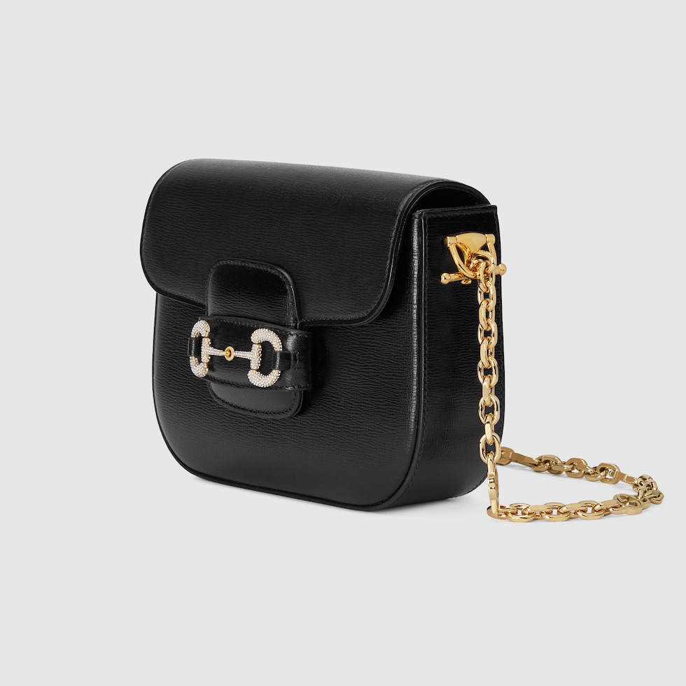 Gucci Horsebit 1955 mini shoulder bag in black leather | GUCCI® US