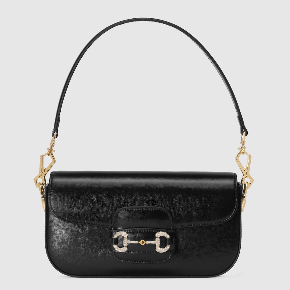 Gucci Horsebit 1955 small shoulder bag in black leather GUCCI UK