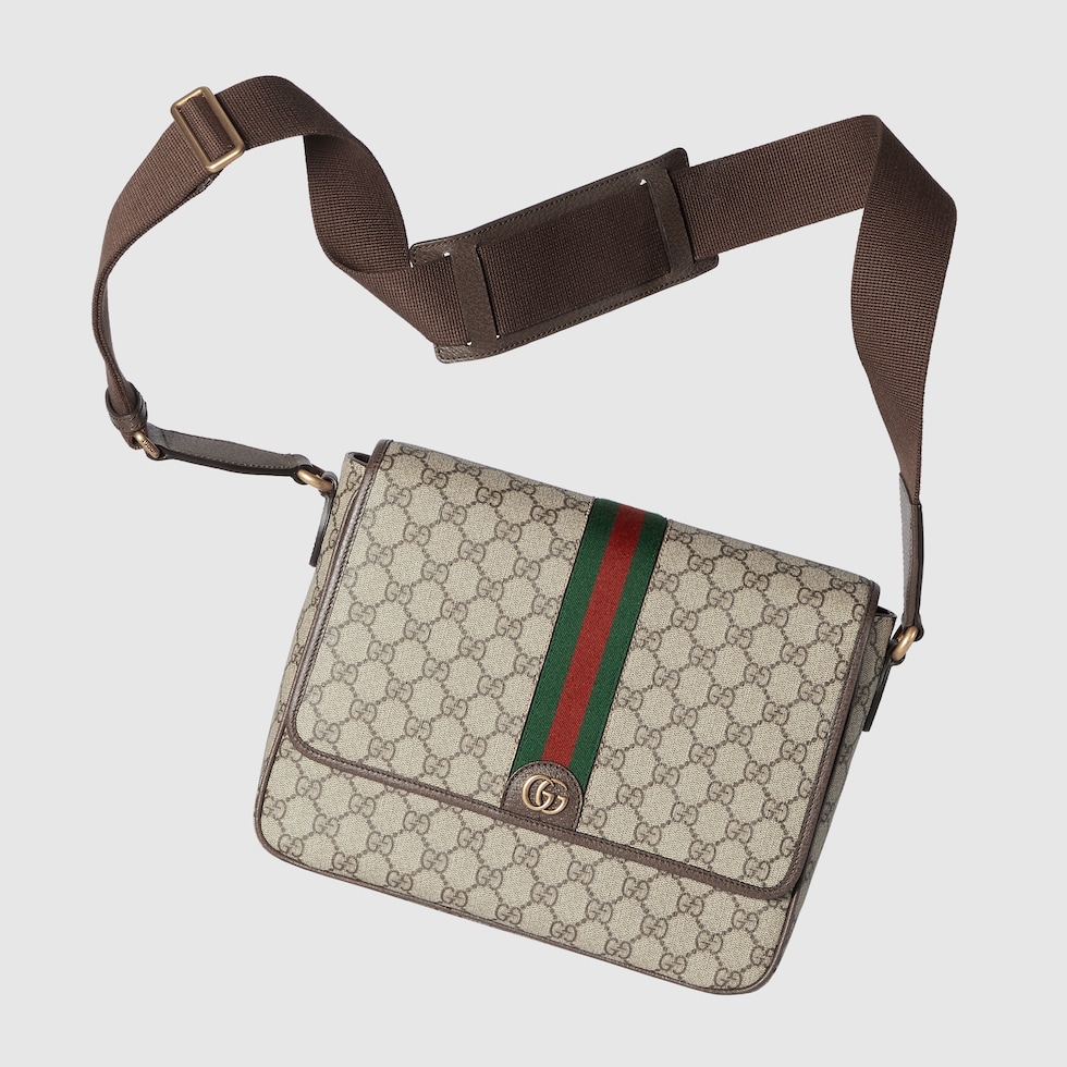 Sac a bandouliere Ophidia taille moyenne en toile Supreme coloris beige et ebene GUCCI FR