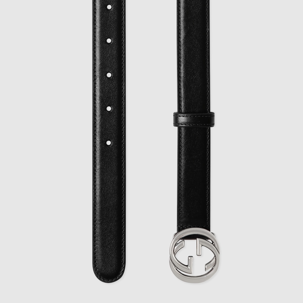 Interlocking G belt in black leather | GUCCI® US