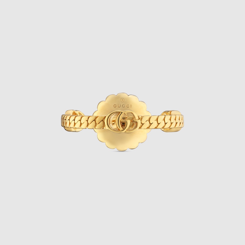 GG Marmont Double G flower ring in gold-toned metal | GUCCI® US