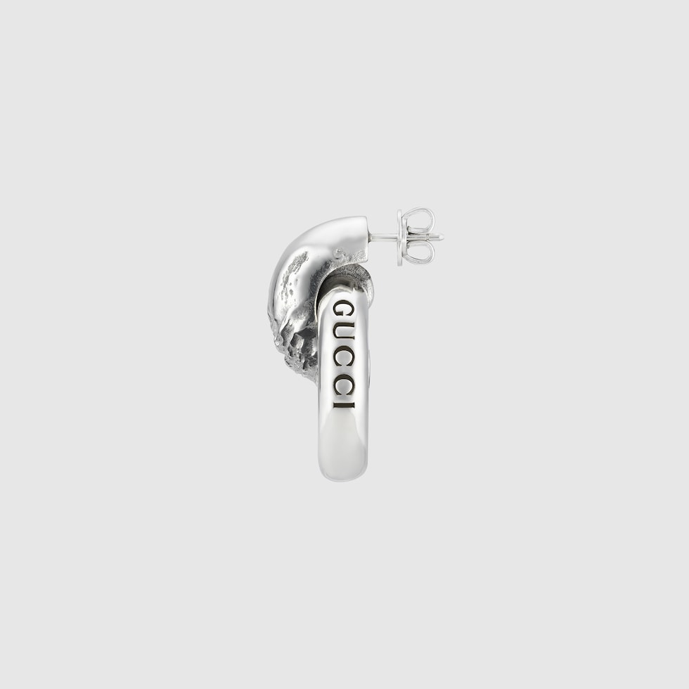 Hoop earrings with textured finish in 925 sterling silver | GUCCI® US