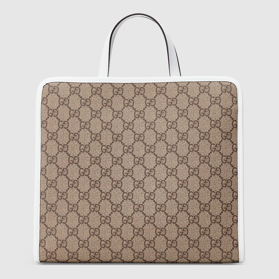 Borsa shopping bambino GG con patch in tessuto GG Supreme beige ed ebano GUCCI Italia