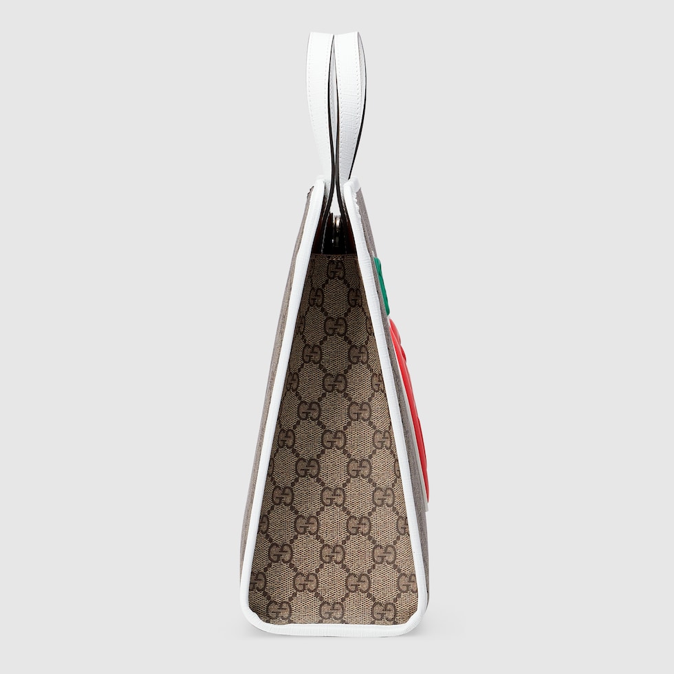 GG Kinder Shopper mit Patch in beige und ebenholzfarbener GG Supreme GUCCI DE