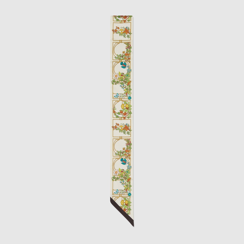Printed silk neck bow in ivory | GUCCI® US Printed silk neck bow in ivory | GUCCI® US