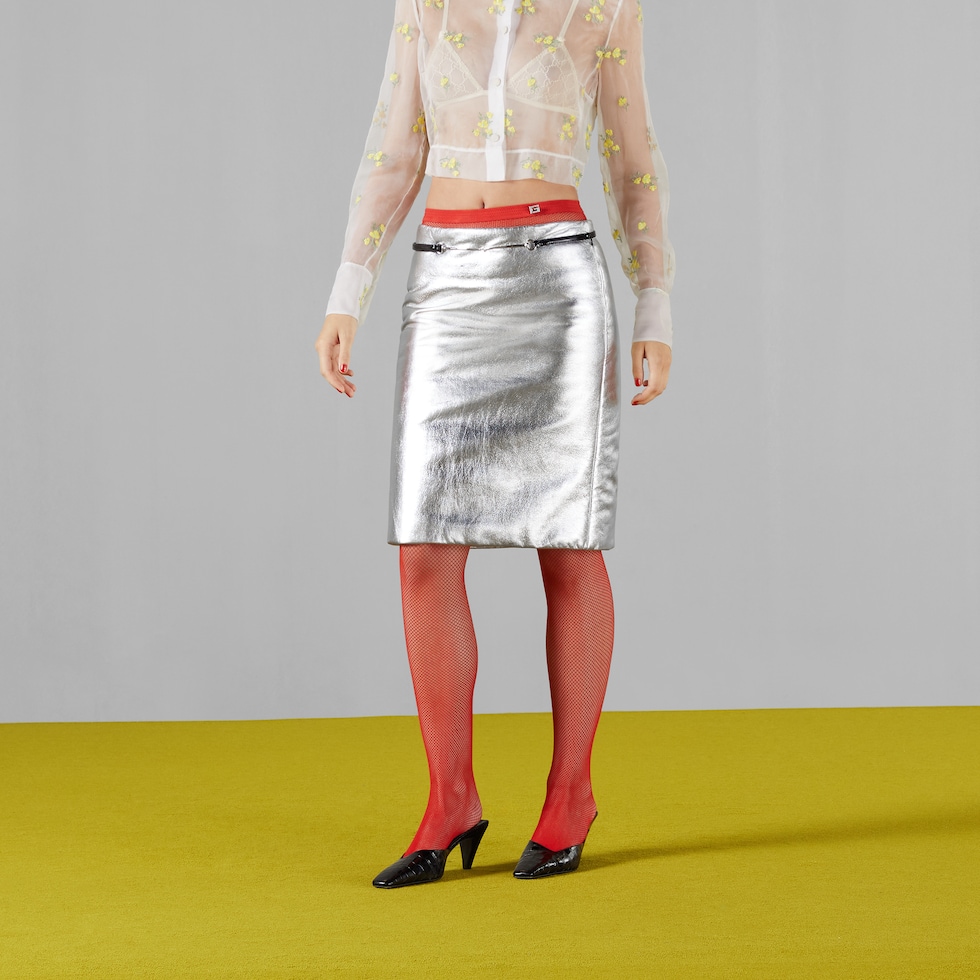 Metallic leather skirt discount
