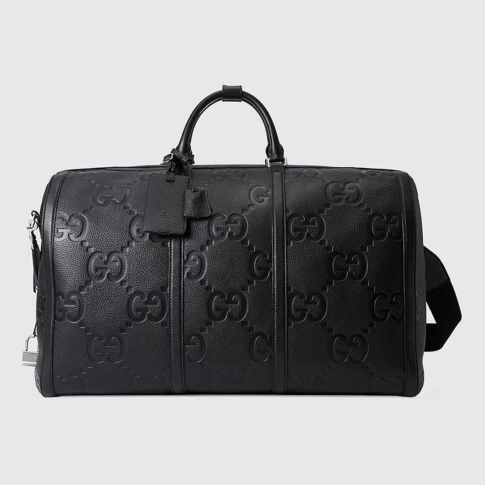 GG jumbo large duffle bag in black leather | GUCCI® CA