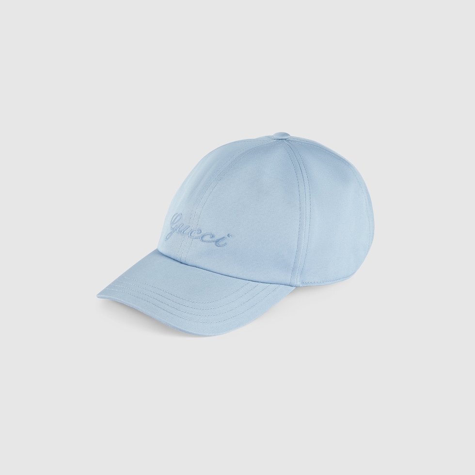 Cotton baseball hat with embroidery in light blue | GUCCI® US