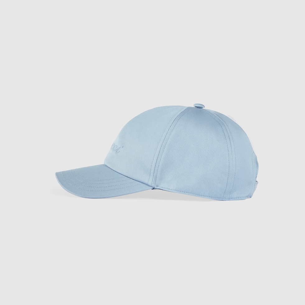 Cotton baseball hat with embroidery in light blue | GUCCI® US