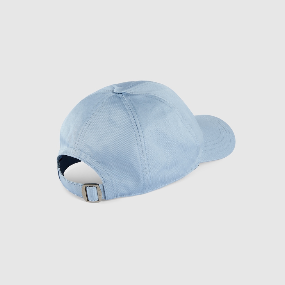 Cotton baseball hat with embroidery in light blue | GUCCI® US