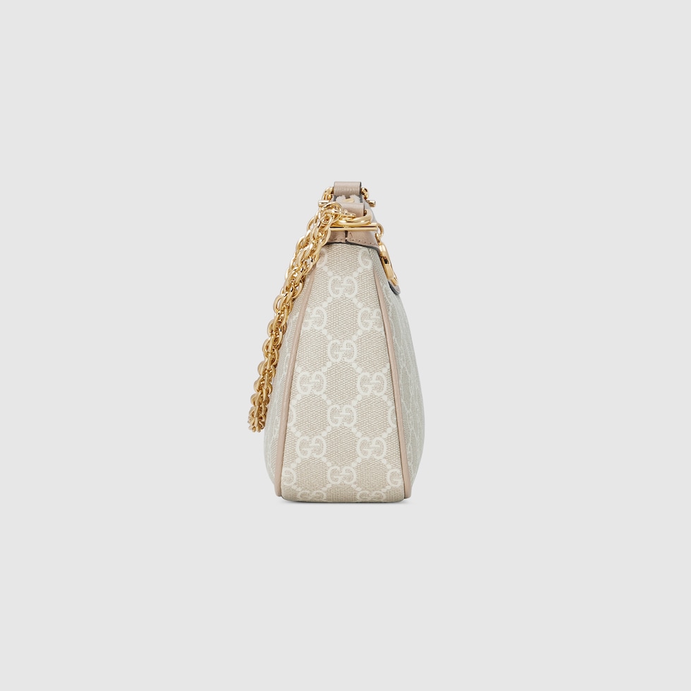 Ophidia small shoulder bag in beige and white GG Supreme