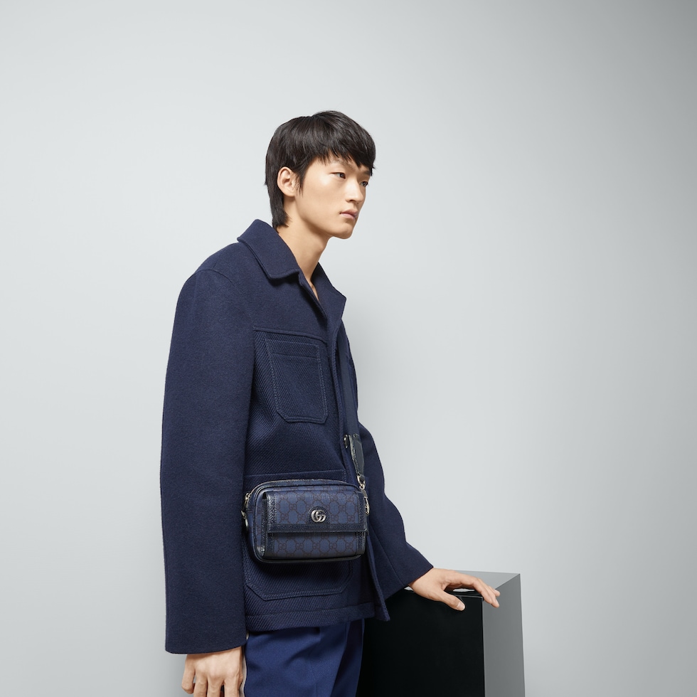 Ophidia GG mini bag in blue and dark blue Supreme | GUCCI® US