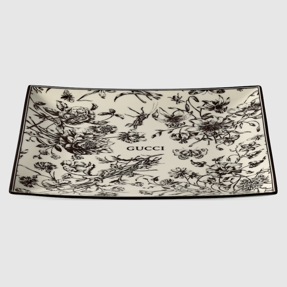 Gucci オブジェ GUCCI フローラ スケッチ プリント ラージ アクセサリートレイ