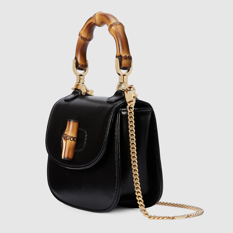 Sac super mini Gucci Bamboo 1947 en cuir noir GUCCI FR