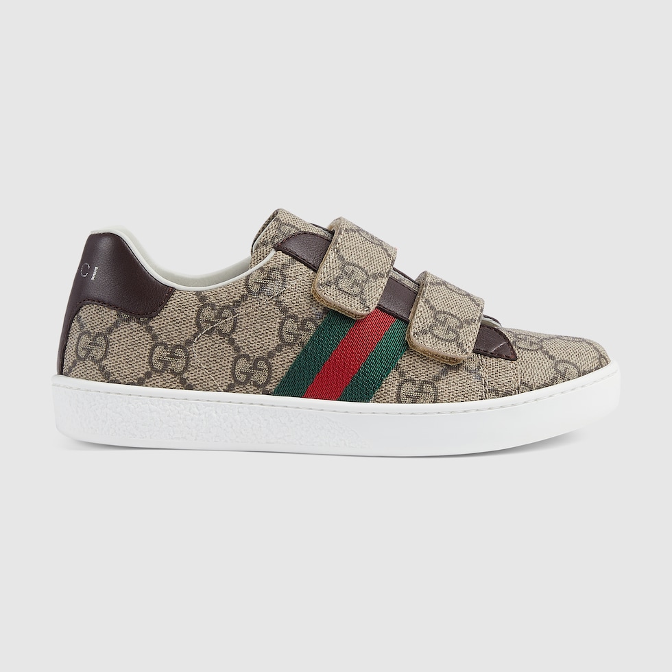 Children s Ace trainer in beige and ebony GG Supreme GUCCI IE