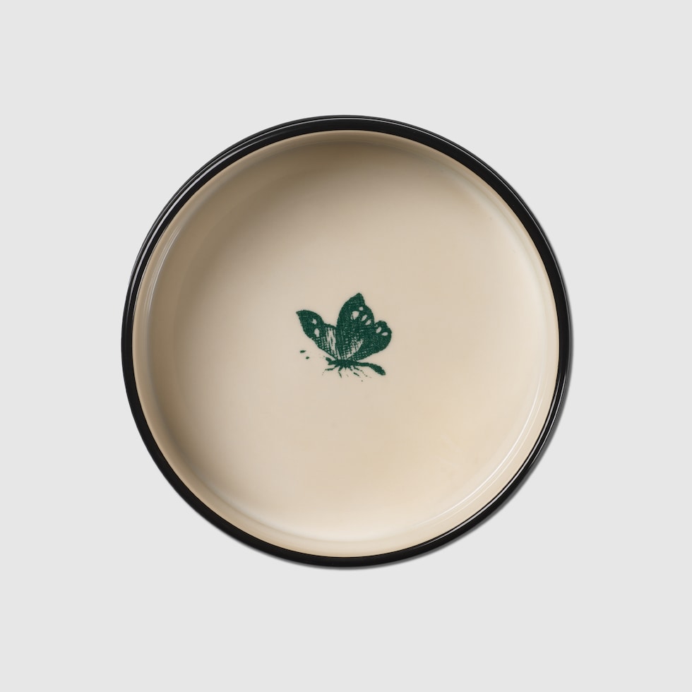 ハーバリウム プリント ラージ ペット ボウル ・グリーン＆アイボリー