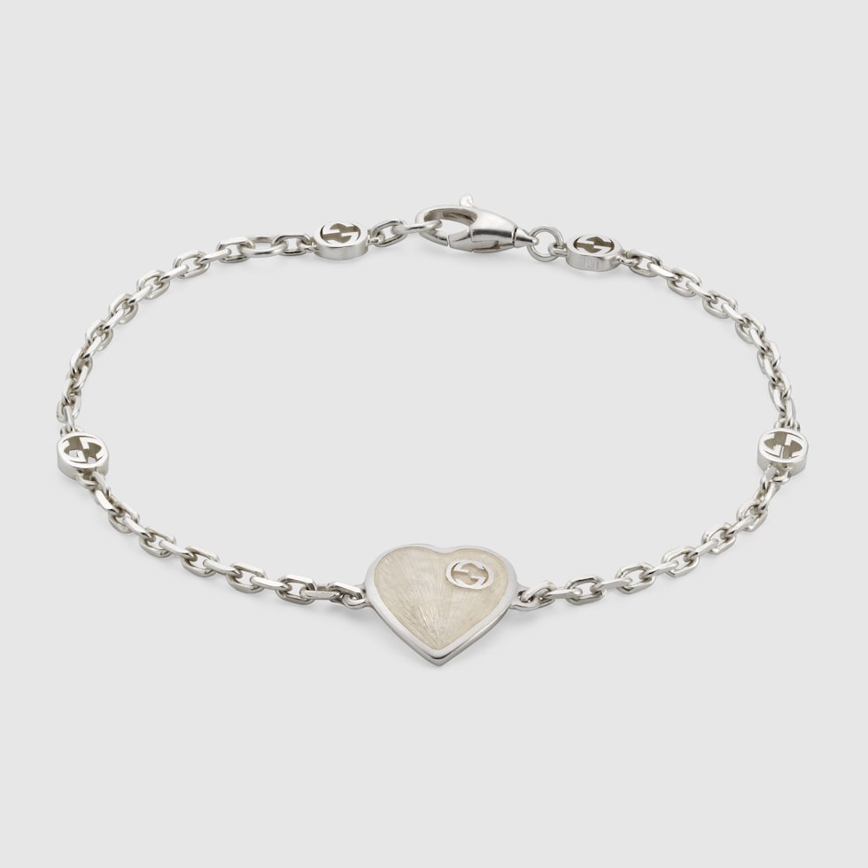 【大幅値下げ】GUCCI ハートモチーフ インターロッキングブレスレット インターロッキングG ハート付き ブレスレット ・スターリングシルバー
